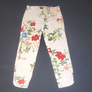 Zac & Rachel White Floral Print Stretch Pants